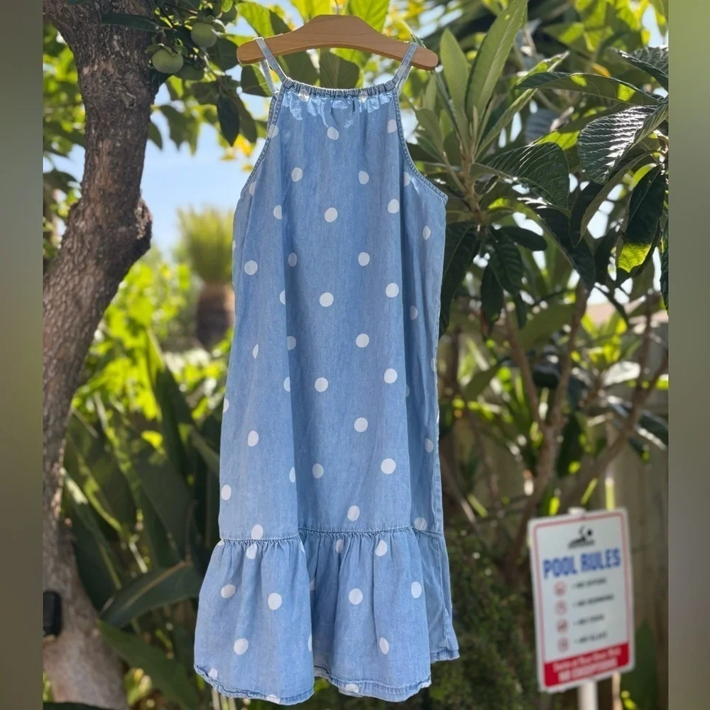 Old Navy Chambray Polka Dot Swing Sundress Size L